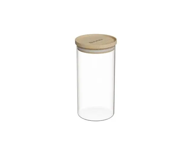 Recipient sticla, Ø7cm, 350ml, cu capac din bambus - Zokura