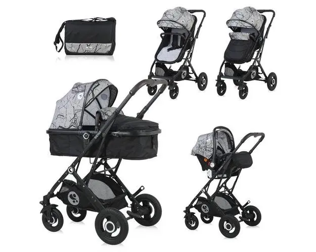 Carucior Lorelli Set Sena, cos auto inclus, cadru din aluminiu, 0-15 kg, 0-3 ani (Gri)