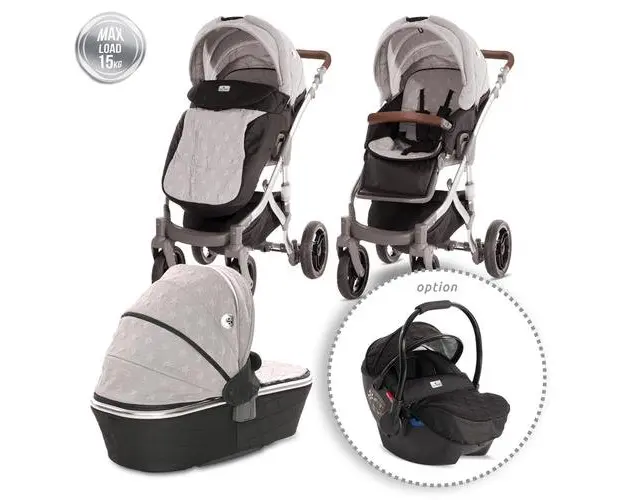 Carucior Lorelli Set Rimini Premium, cos auto separat, 0-15 kg, 0-3 ani (Gri)