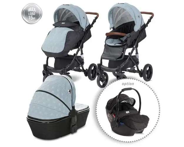 Carucior Lorelli Set Rimini Premium, cos auto separat, 0-15 kg, 0-3 ani (Albastru)