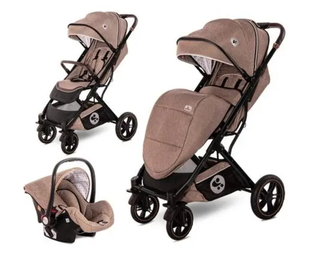 Carucior Lorelli Set Storm, cos auto inclus, cadru aluminiu, 0-22 kg, 0-4 ani (Bej)