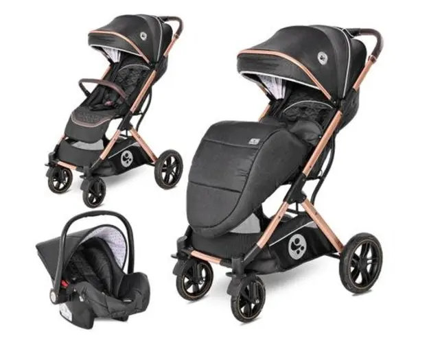 Carucior Lorelli Set Storm, cos auto inclus, cadru aluminiu, 0-22 kg, 0-4 ani (Negru)