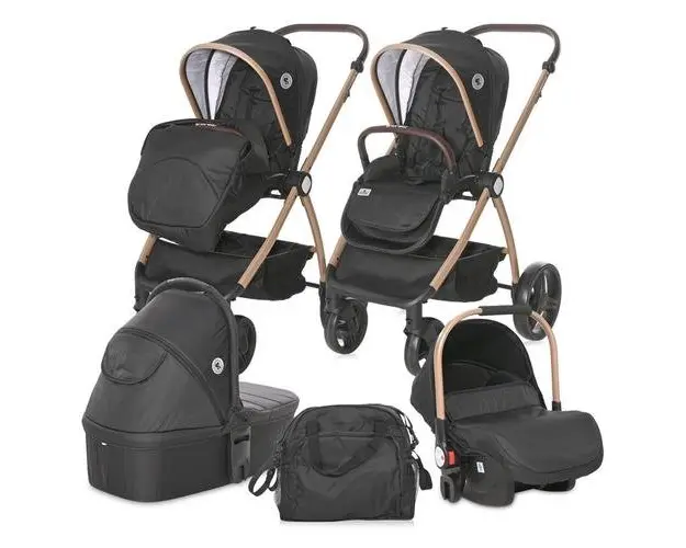 Carucior Lorelli Set 3 in 1, Infinity, 0-22 kg, 0-4 ani (Negru)