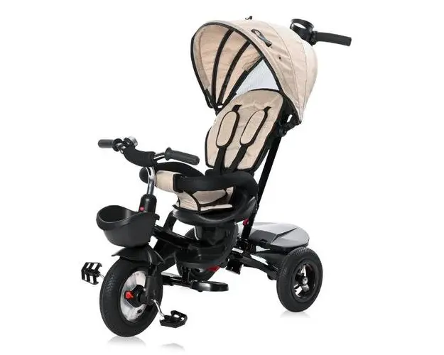 Tricicleta pentru copii Lorelli Zippy Air, control parental, 12-36 luni, Crem