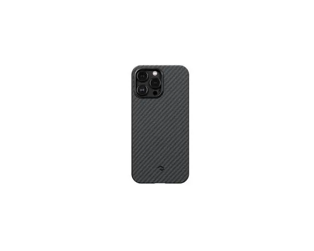 Husa iPhone 14 Pro Max Pitaka MagEZ 3 Aramida 1500D, MagSafe, Negru/Gri