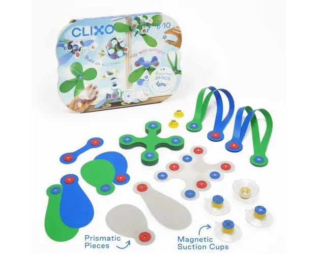 Joc magnetic de construit Clixo Arta pe geam (24 piese)