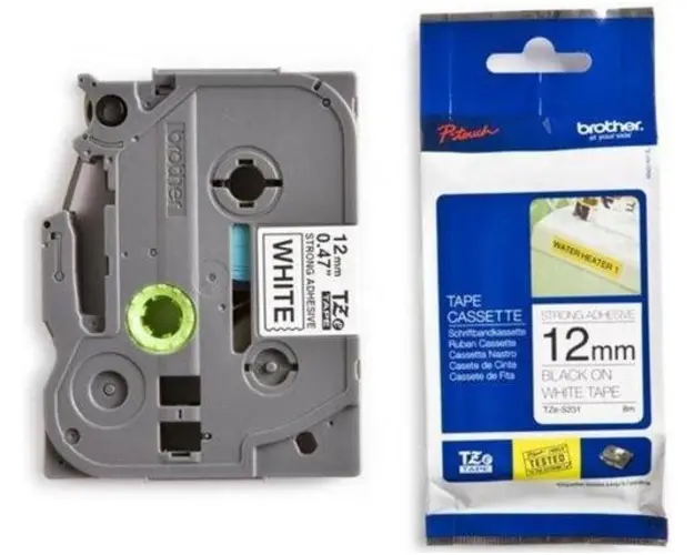 Banda laminata adeziva Brother TZES231 12mm/8m (Negru/Alb)