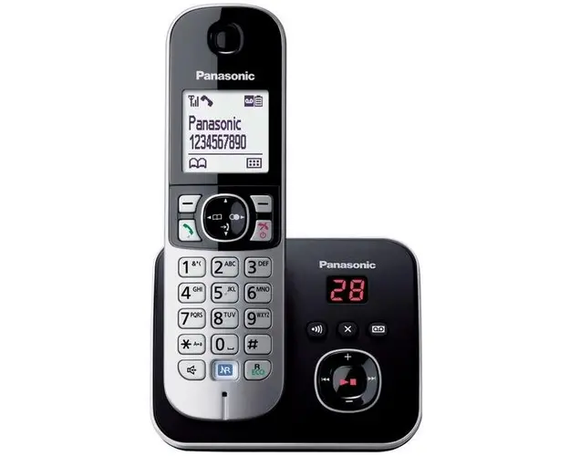 Telefon Fix Panasonic KX-TG6821FXB, Robot digital (Negru)
