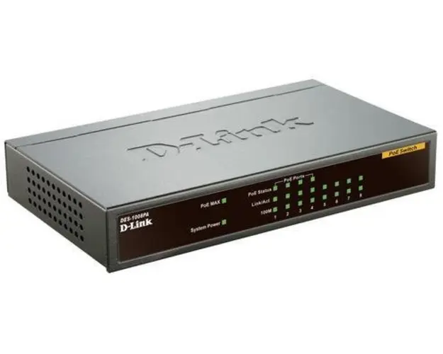 Switch D-Link DES-1008PA, 8 porturi, 4 x PoE
