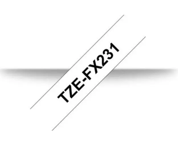 Banda laminata flexibila Brother TZe-FX231, 12mm/8m, Negru/Alb