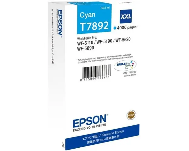 Cartus cerneala Epson T7892 XXL, 4000 pagini (Cyan)