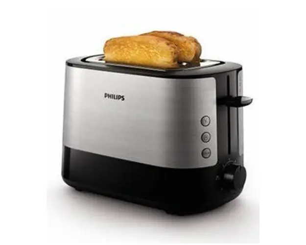 Prajitor de paine Philips Viva HD2637/90, 2 felii (Argintiu-Negru)