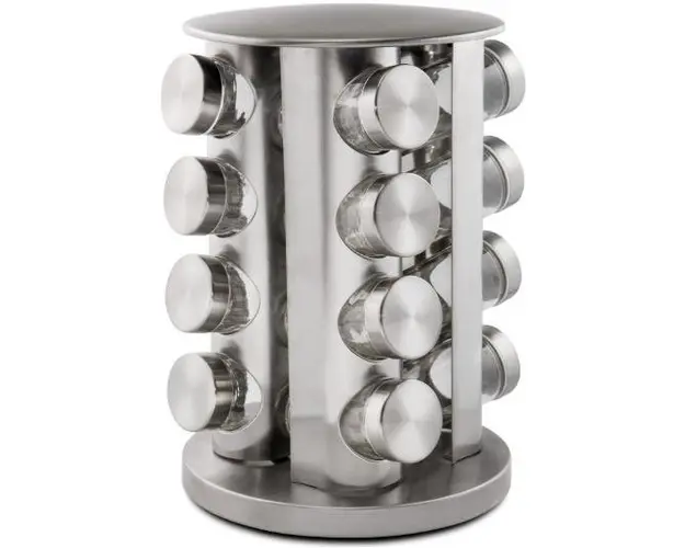 Set 16 recipiente condimente cu suport Zokura Z1009 (Inox)