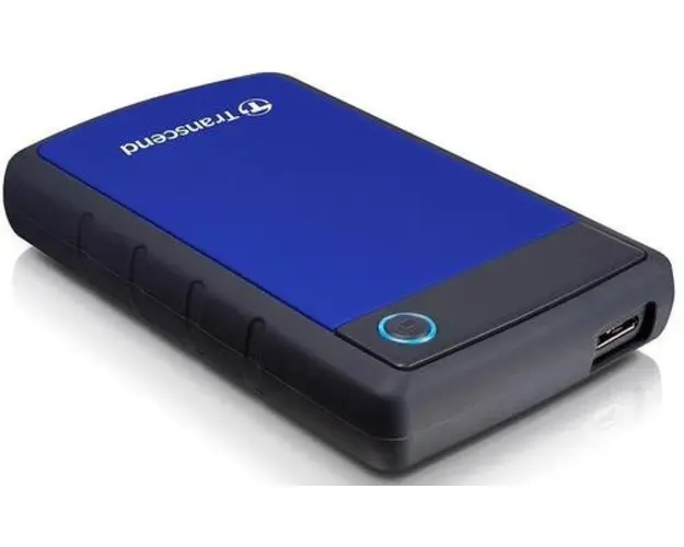 HDD Extern Transcend 25H3B, 2.5 inch, 2TB, USB 3.0, Protectie la soc (Negru/Albastru)