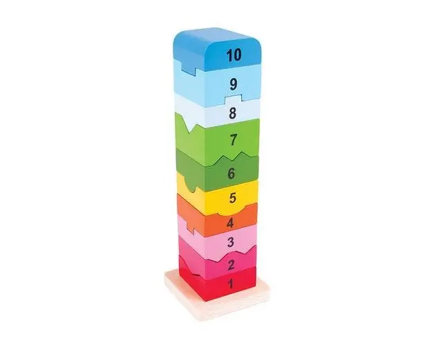 Joc matematic BigJigs Turnulet din lemn cu numere
