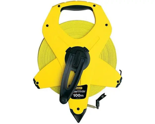 Ruleta Stanley PowerWinder 2-34-777, banda de fibra de sticla, 100 m
