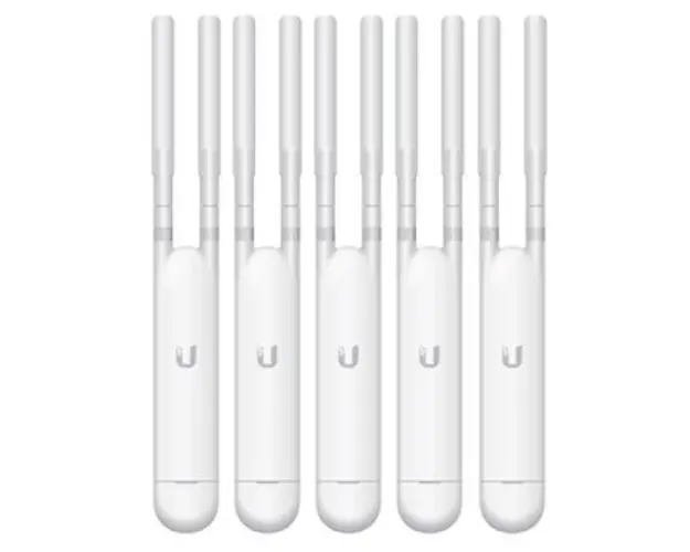 Kit Access Point Wireless Ubiquiti UAP-AC-M-5, 5 Bucati, Gigabit, Dual Band, 1167 Mbps, 2 Antene externe (Alb)