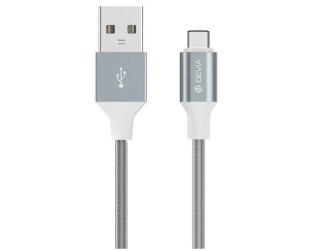 Cablu de date Devia Gracious DVGRATYPECGR, Impletitura Textila, USB-C (Gri)