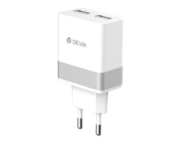Incarcator Retea Devia DVRWIR2USB, 2 x USB, 5V (Alb/Argintiu)