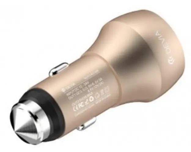 Incarcator Auto Devia Hammer, 2 x USB, 3.0A (Auriu)