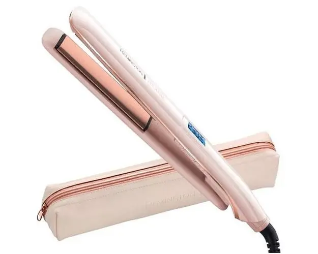Placa de indreptat parul Remington PROluxe S9100, Invelis ceramic Ultimate Glide, 230 grade, LCD, 9 setari temperatura, Incalzire rapida (Alb)