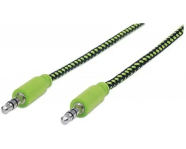 Cablu Audio Manhattan MHT394147, Jack 3.5 mm - Jack 3.5 mm, 1.8 m (Negru/Verde)