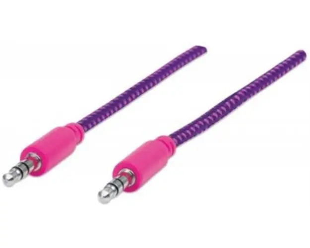 Cablu Audio Manhattan MHT394123, Jack 3.5 mm - Jack 3.5 mm, 1.8 m (Mov/Roz)