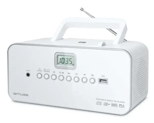 Micro Sistem Audio Portabil Muse M-28 RDW MSE00075, CD-Player, Radio, AUX-in (Alb)