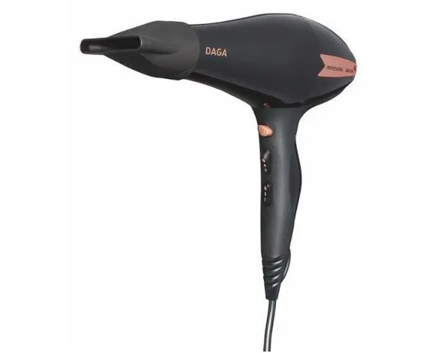 Uscator de par profesional Daga HD 2600 PI. 2600 W, functie Ionica, 2 viteze, 3 nivele de temperatura (Negru)