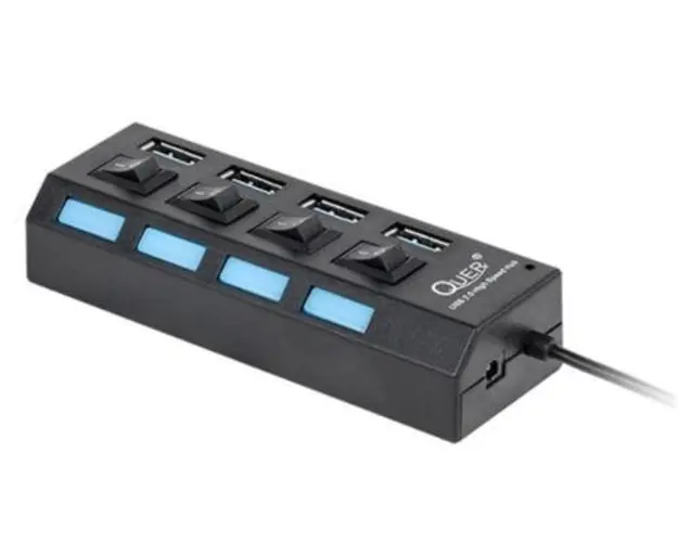 Hub USB Quer PRO KOM0940, 4 port USB 3.0 (Negru)