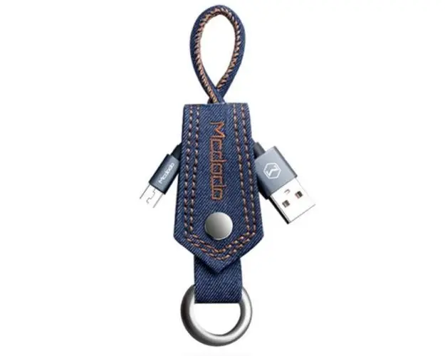 Cablu de date Mcdodo Denim Key-Chain, MicroUSB, 0.15m, 2A (Albastru)