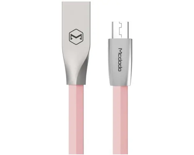 Cablu de date Mcdodo Zn-Link, MicroUSB, 2m, 2.4A max (Argintiu/Roz)