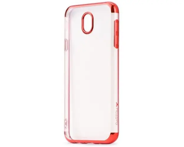 Protectie spate Meleovo Silicon Flash Soft II pentru Samsung Galaxy J5 (2017) (Transparent/Rosu)