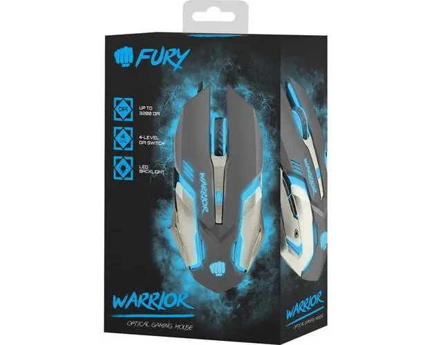 Mouse Gaming Fury Warrior (Gri/Albastru)