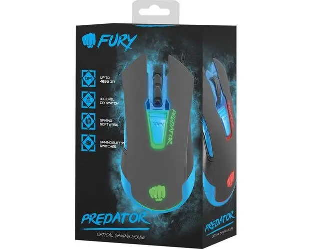 Mouse Gaming Fury Predator (Gri/Albastru)