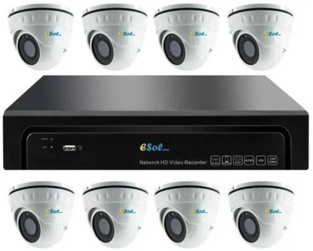 Kit Supraveghere Video Esol EN208/N-8(D)20, NVR 8 canale + 8 Camere Video