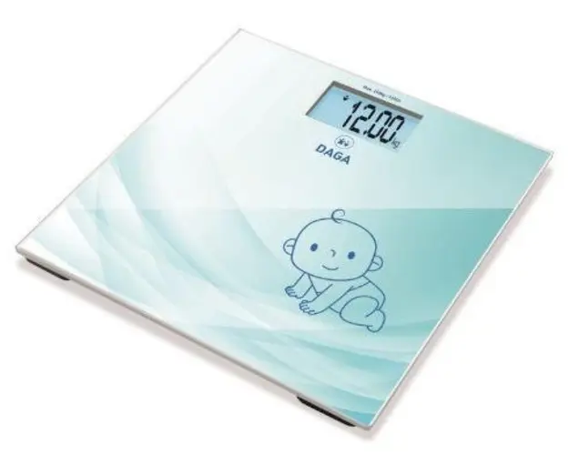 Cantar corporal Daga BT - 200, Functie TARA, 30 x 30 cm, Display XXL, Design slim (Albastru)