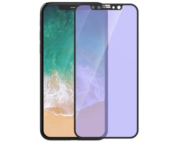 Folie Protectie Sticla Temperata Devia Van Anti-BlueRay Full pentru Apple iPhone X (Transparent/Negru)