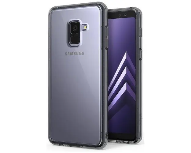Protectie Spate Ringke Smoke 8809583842517 pentru Samsung Galaxy A8 Plus 2018 (Negru Transparent) + Folie protectie ecran Ringke
