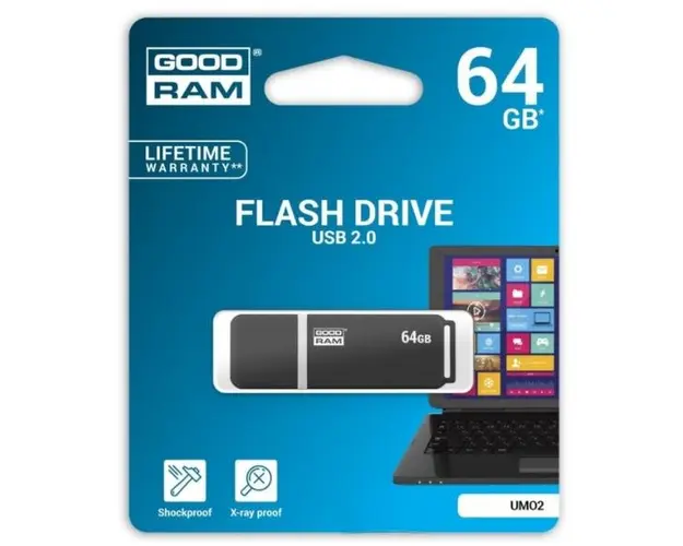 Stick USB GOODRAM UMO2, 64GB, USB 2.0 (Negru)
