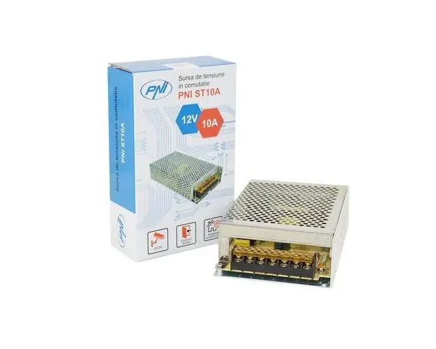 Sursa de tensiune in comutatie PNI ST10A 12V 10A stabilizata pentru sisteme de supraveghere