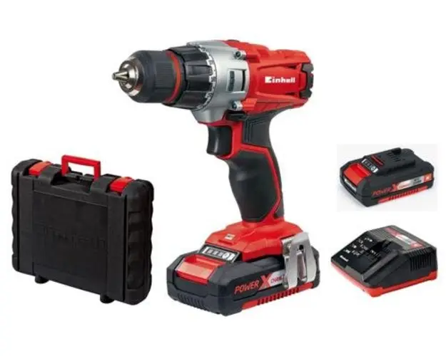 Masina de gaurit si insurubat cu acumulator Einhell Power X-Change TE-CD 18/2 Li Kit, 18 V, 2 x 1.5 Ah, 44 Nm