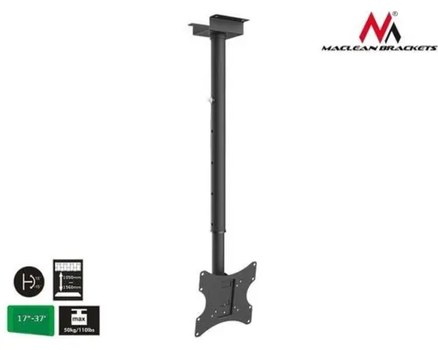 Suport Tavan Maclean MC-580, 17inch - 37inch, 50 Kg (Negru)
