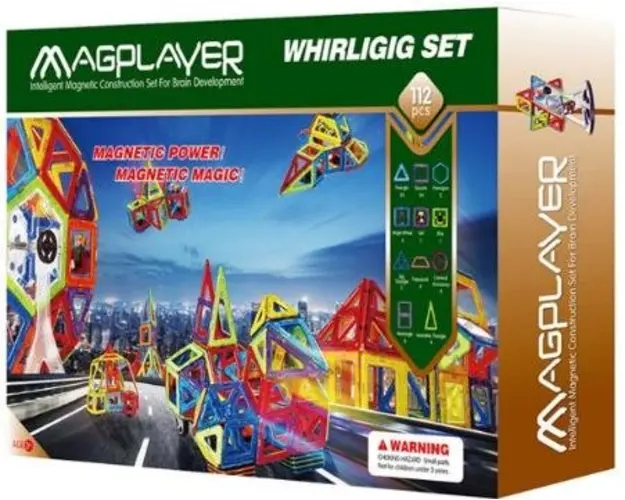 Cuburi de construit magnetice MAGPLAYER MPB-112, 112 piese 
