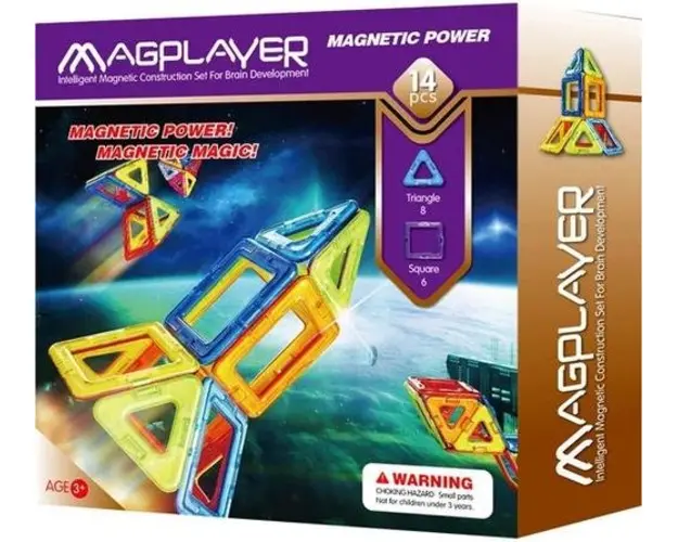 Cuburi de construit magnetice MAGPLAYER MPB-14, 14 piese 