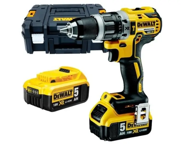 Masina de gaurit si insurubat cu percutie DeWALT DCD796P2, 2 acumulatori, Li-Ion, 18 V, 2 Ah, 70 Nm, Ledi iluminare, Valiza transport