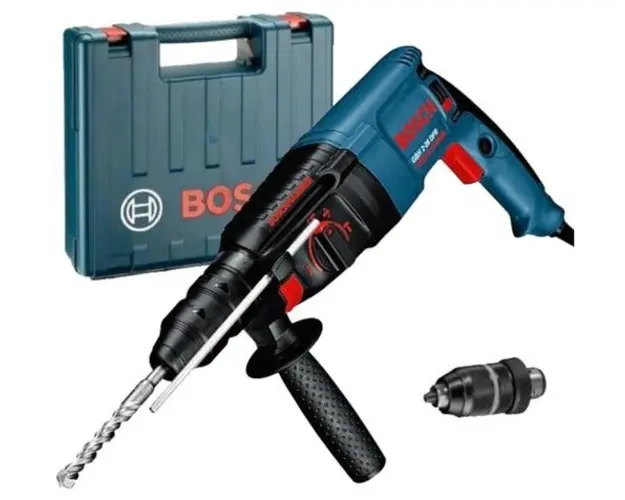 Ciocan rotopercutor BOSCH GBH 2-26 DFR, SDS-Plus, 800 W, 2.7 J, Mandrina interschimbabila, Protectie suprasarcina, Valiza transport