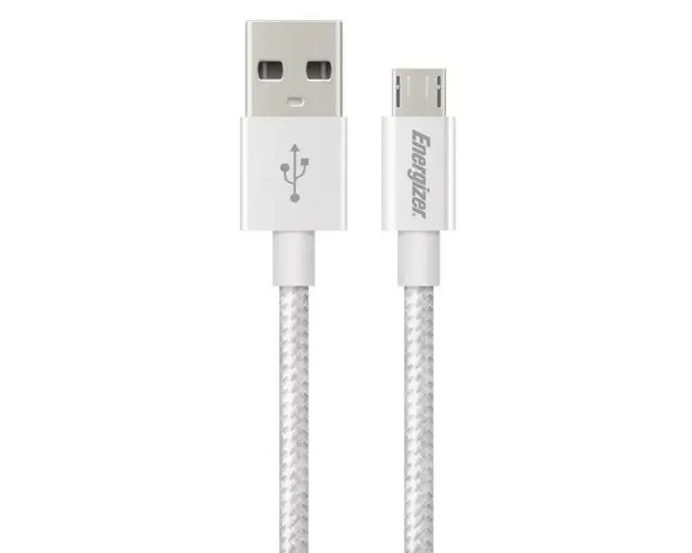 Cablu de date Energizer C13UBMCGWH4, Metallic/Textil, microUSB, 1.2m (Alb)