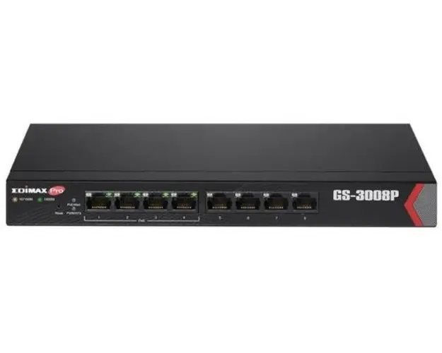 Switch Edimax GS-3008P, Gigabit, 8 Porturi, 4 x PoE+