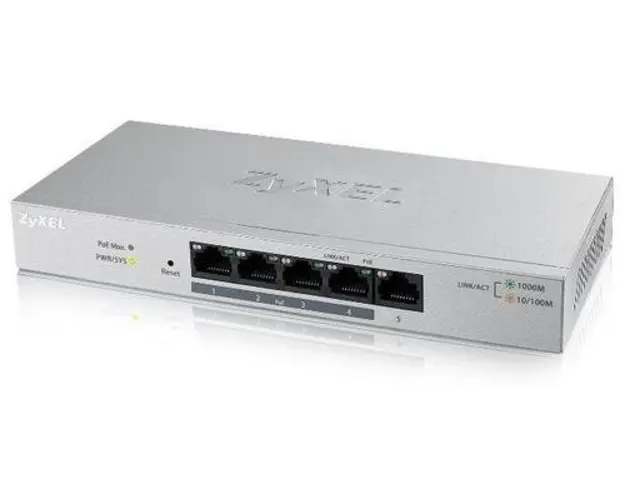 Switch ZyXel GS1200-5HPv2-EU0101F, Gigabit, 5 Porturi, 4 x PoE